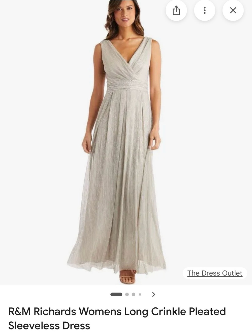 R&M Richards Shimmery Gold Sleeveless V-Neck Maxi Dress